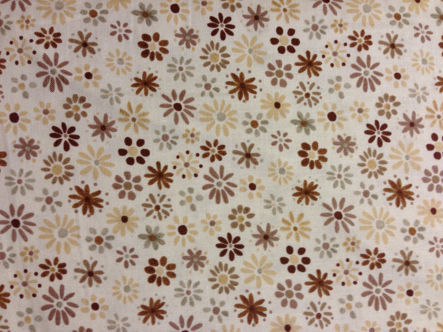 Brown Floral Fabric clearance fabric by OmasFabricAndGifts