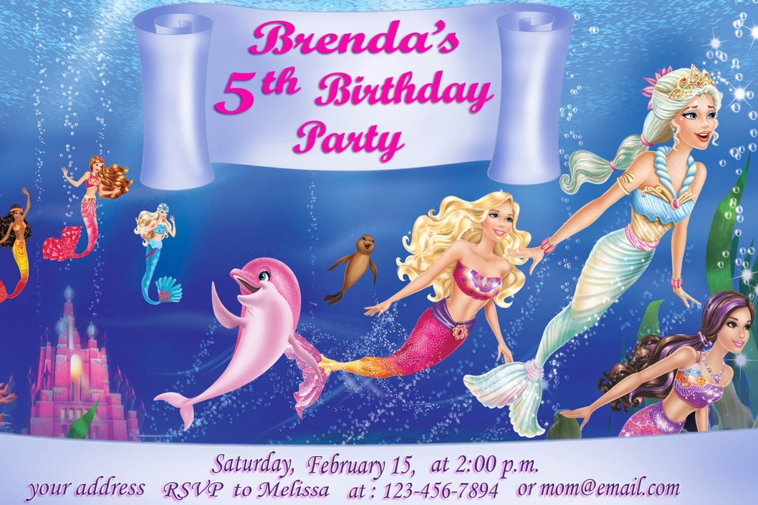 barbie mermaid birthday invitations
