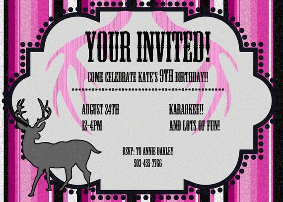 Pink Camo Birthday Party Invitations 9