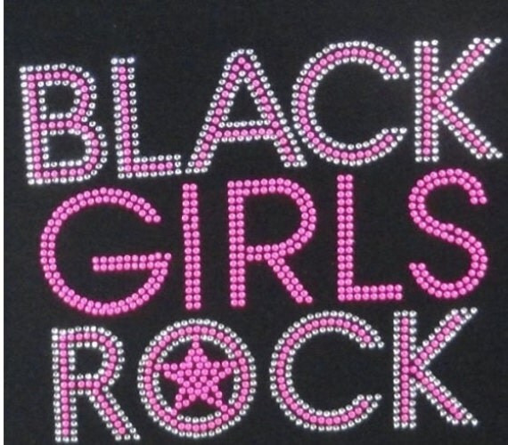 Black girls rock iron on Rhinestone Transfer by LaLaBoutiqueBling