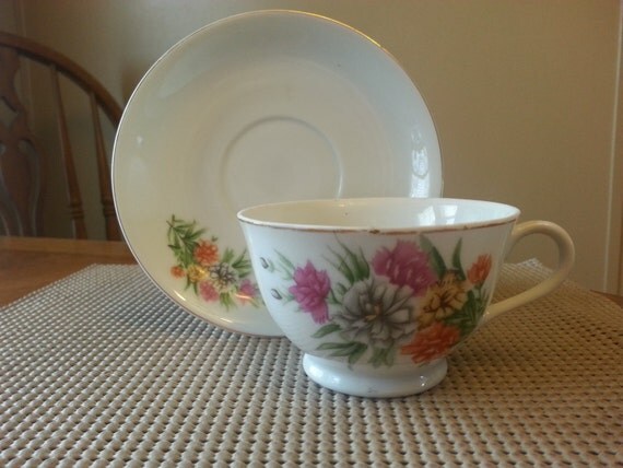 Vintage Nasco China Tea Cup And Saucer Set Hand Painted