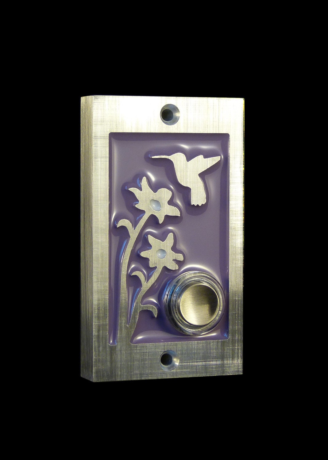 Modern Hummingbird Doorbell with Lighted Button by ModishMetalArt