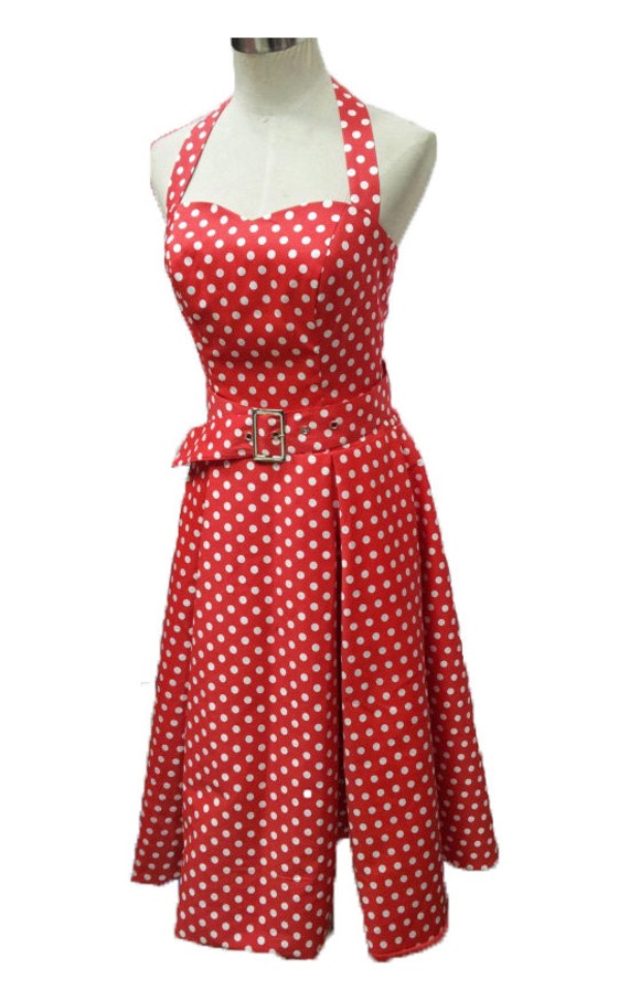 Items similar to 1950s Red Polka Dot Vintage Rockabilly Dress Swing ...