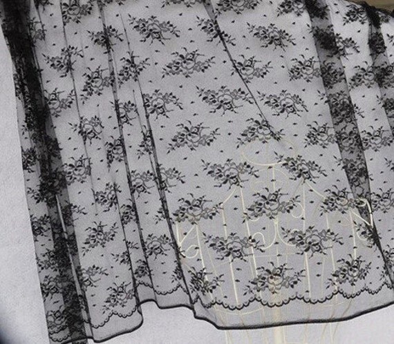 Lace Fabric Black Gauze Soft Embroidery Flower Wedding Fabric