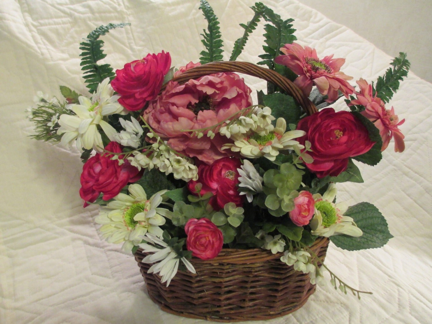 Silk Floral Arrangement in Rustic Basket