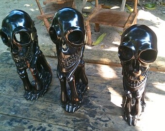 hand carved African Blackwood "Tete de mort" human skull