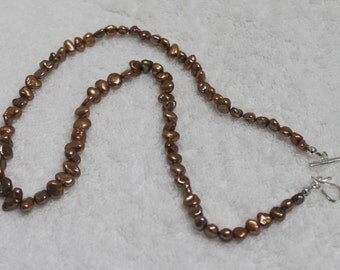 One 18.5" inches Long Copper Keishi Freshwater Pearl Necklace NK352