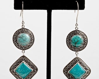 Turquoise 084 - Earrings - Sterling Silver & Turquoise