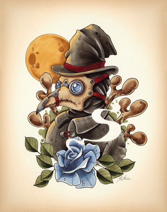 Items Similar To Plague Doctor Steampunk Tattoo Design Flash Steam