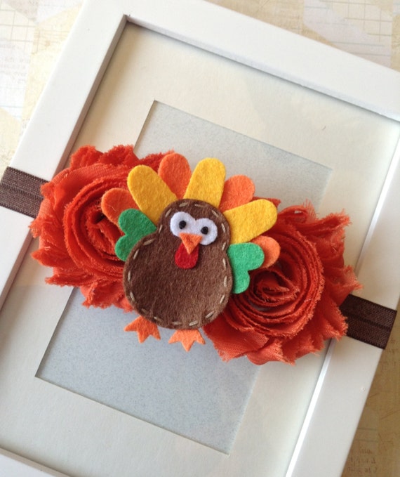 Thanksgiving headbandturkey headband orange by Abelialane on Etsy