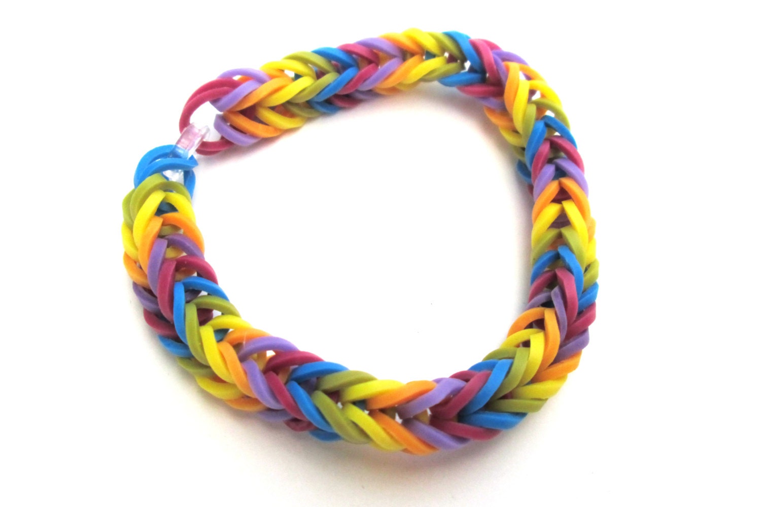 Items similar to Earthy Rainbow Fishtail Rubber Band Bracelet, Rainbow ...