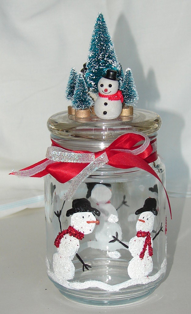 Hand painted gift jar Christmas Art Work