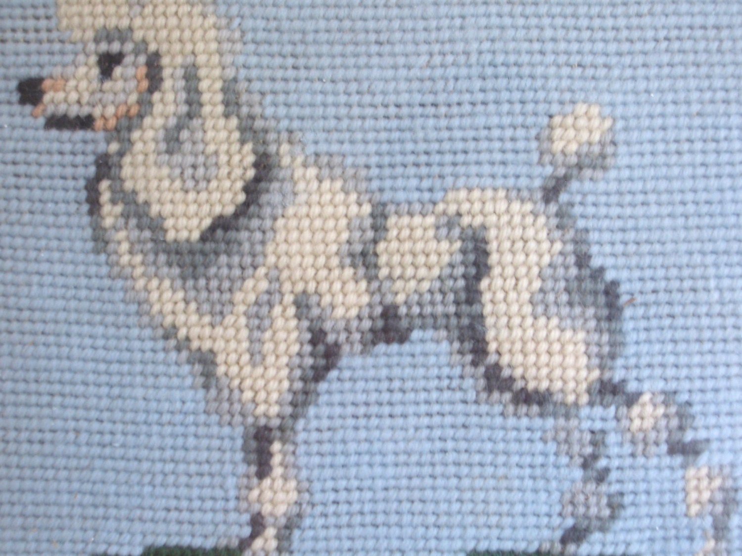 Vintage French Poodle Needlepoint Framed