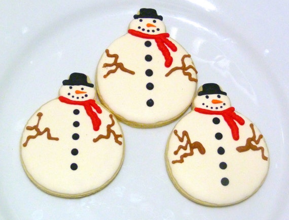 Handmade Snowman Christmas Decorated Sugar Cookie Favors