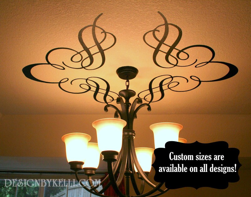 Ceiling medallion vinyl decal Light fixture decal several
