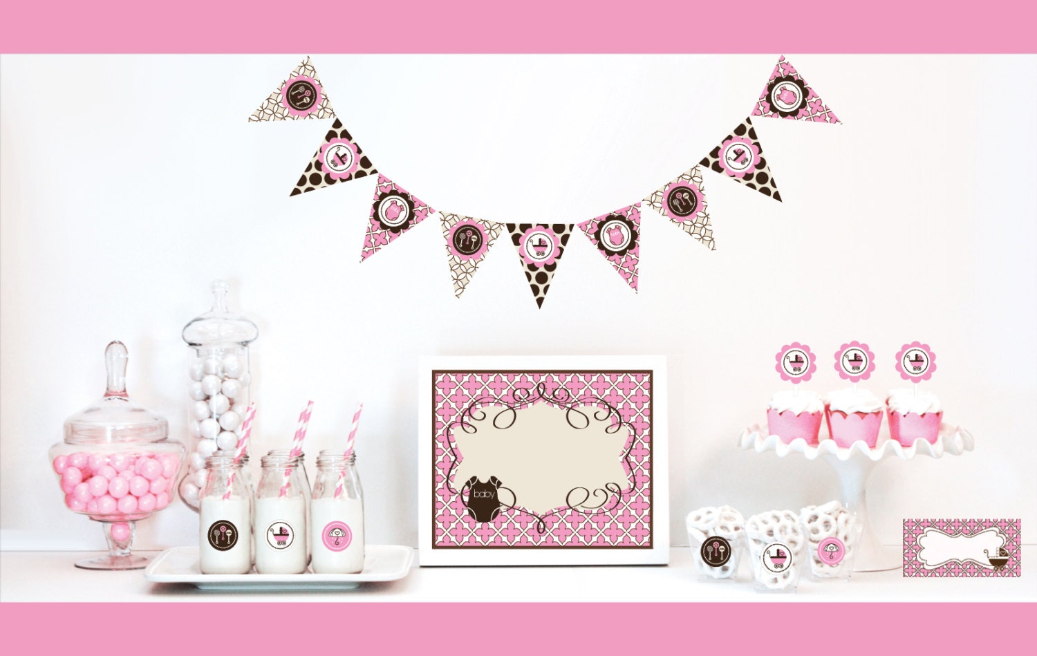 for shower a baby girl ideas favor Decorations ModParty Baby Shower Baby Shower and Pink by Brown