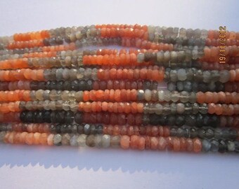 13inch multi moonstone 4.5mm to 5mm machine cut rondell beads gemstone