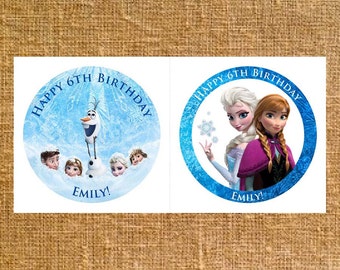 Customized Frozen Birthday Party Round Favors - 2" or 2.5" - Digital File