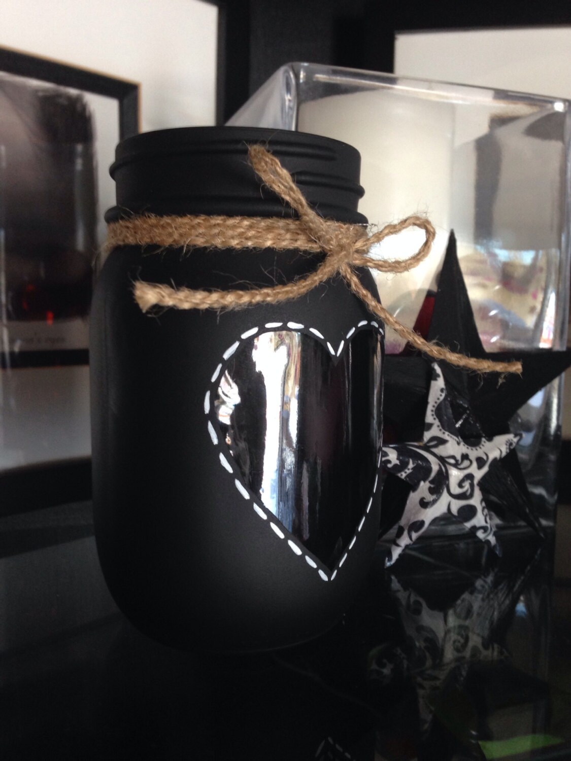 Black heart mason jar mason jar candle holder heart jar