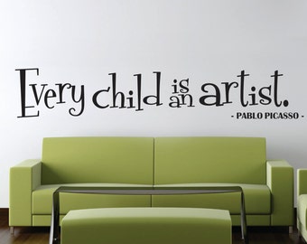 Picasso Every Child Is An Artist Wall Decal New Quote Design Vinyl Sticker Decor