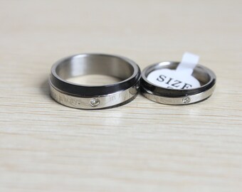 Couple ring stainless steel sings for lovers' wedding band anniversary ...