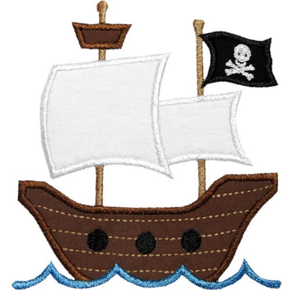Pirate Ship Applique Machine Embroidery Design