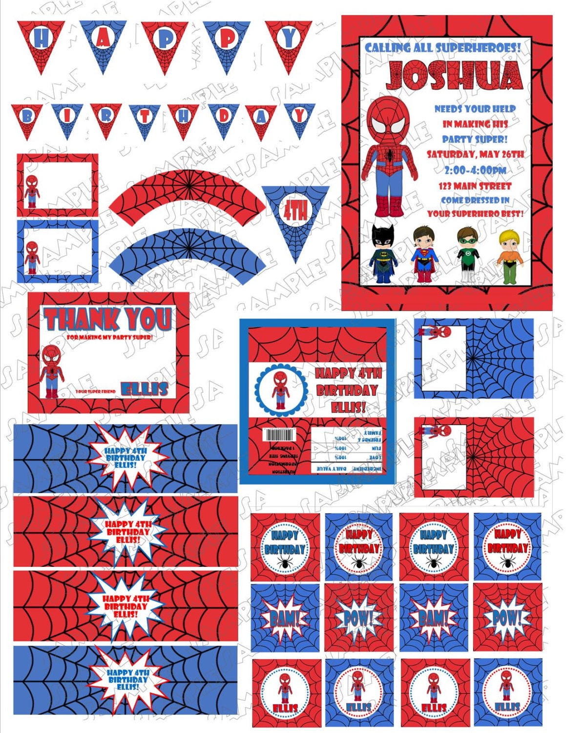 Superhero Spiderman Birthday Printable Party By Greenmelonstudios
