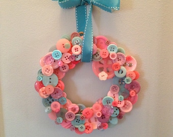 Girly Pink Button Wreath