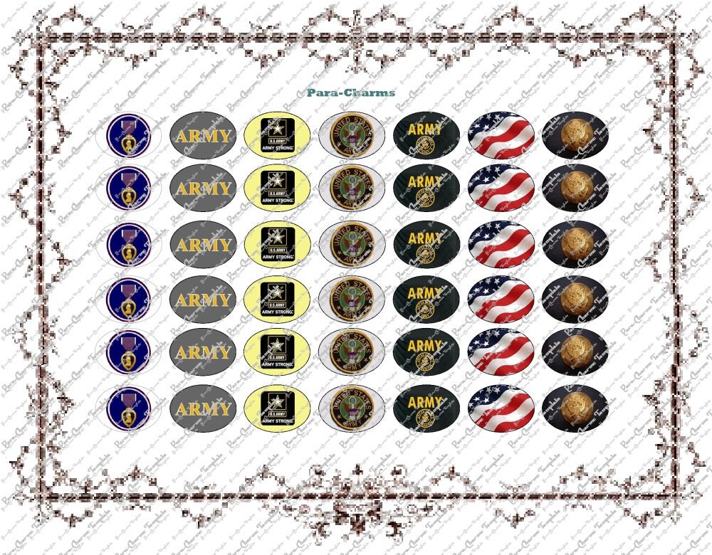 ARMY 5/8 Oval paracord or shoelace charms template Instant