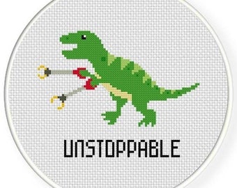 Unstoppable Trex PDF Cross Stitch Pattern Needlecraft - Instant Download - Modern Chart