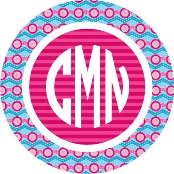 Items similar to Personalized Full Color Girly Circle Monogram Design ...