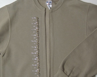 Sweatshirt jacket with swarovski crystals