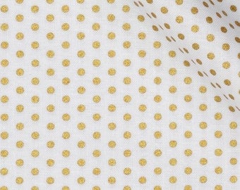 Robert Kaufman Spot On Blanc Pindot Gold White Quilting Apparel Fabric BTY