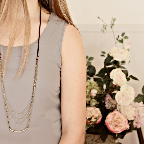 Items similar to Long Leather Multi Strand Tube Necklace on Etsy