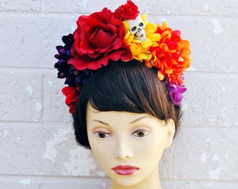 Dia De Los Muertos Headband, Day of the Dead Headpiece, Flower Crown, Day of the Dead Headband, Day of the Dead Headdress