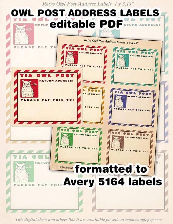 Harry Potter Owl Post Address Labels digital collage sheet