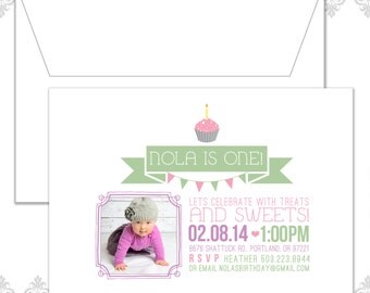 Cupcake FIrst Birthday Invitation