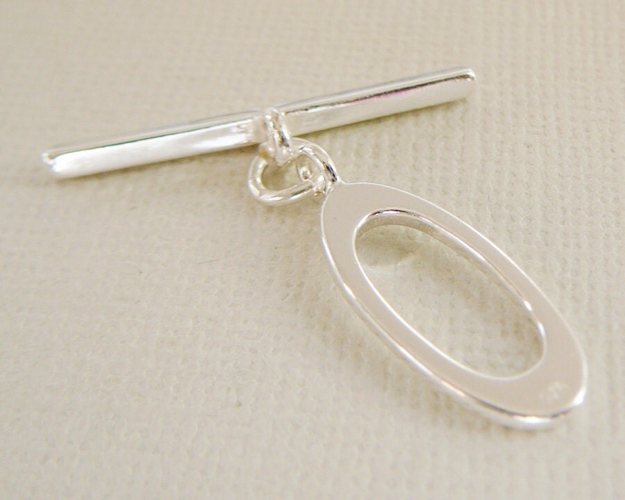 Sterling Silver Clasp Toggle Big Oval Jewelry Closure 925