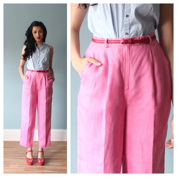 linen pink pants