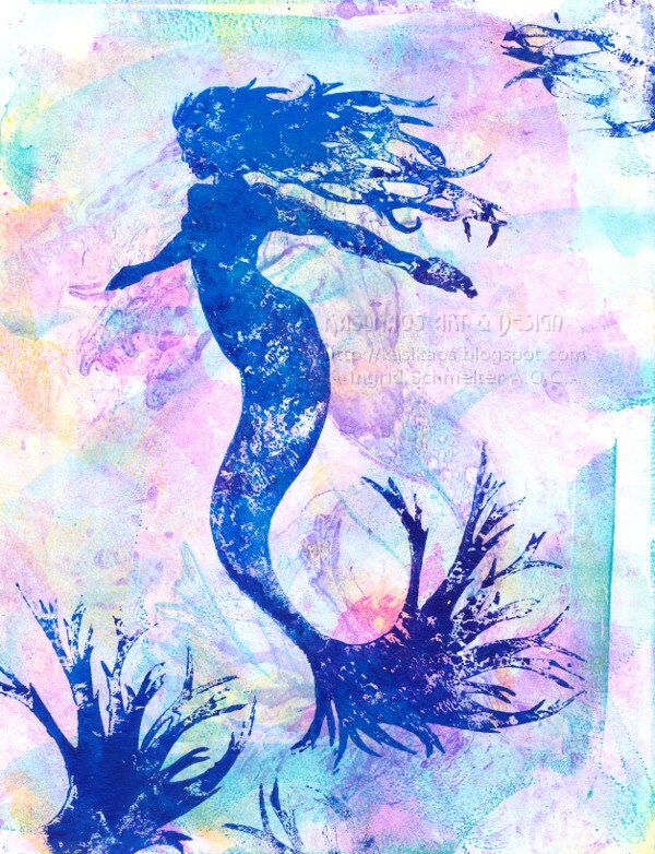 Mermaid Wall Art Whimsical Mermaid OOAK One of A Kind