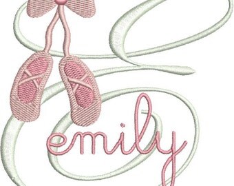 Ballet Slippers Shoes Monogram Fonts Machine Embroidery Designs - 4x4 Hoop Instant Download Sale