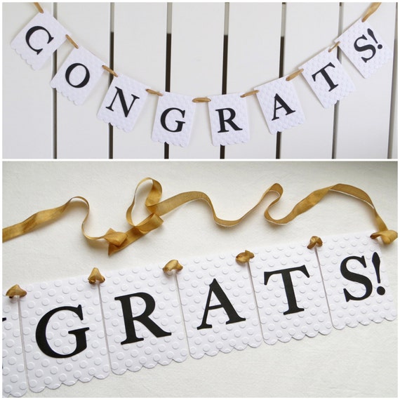 Congrats Banner - Embossed Lrg Dots - READY TO SHIP - Graduation Party Decor Retirement Banner Bridal Shower Banner Il_570xn