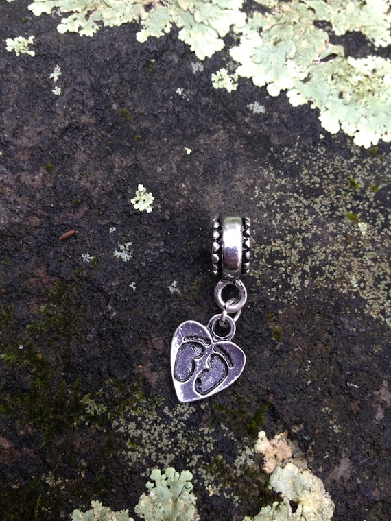 Miscarriage Memories Footprints on Heart Charm, Pendant, Babyloss