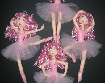 ePattern - Ballet Class - Cloth Doll Pattern - a set of painted ballerina dolls to make and hang