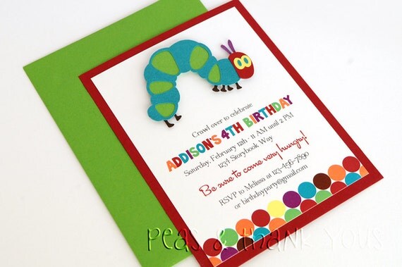 Hungry Caterpillar Invitations for Kids Book Inspired Birthday Party Il_570xn