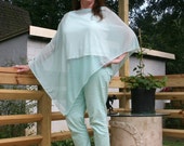 Aqua Chiffon Asymmetrical Poncho - Larimar Blue!