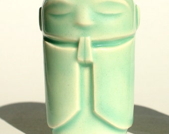 Jizo - Bright Celadon glaze, 2.5-2.75" tall Jizo statue