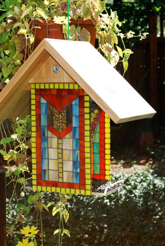 Bird Feeder Stained Glass Mosaic
