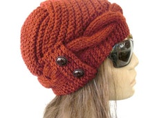 Women  Knit  Hat ,  Cloche Hat ,  Winter Hat , Gift for her   Rust orange Hat Winter Accessories Winter  Fashion Women Fashion Accessories