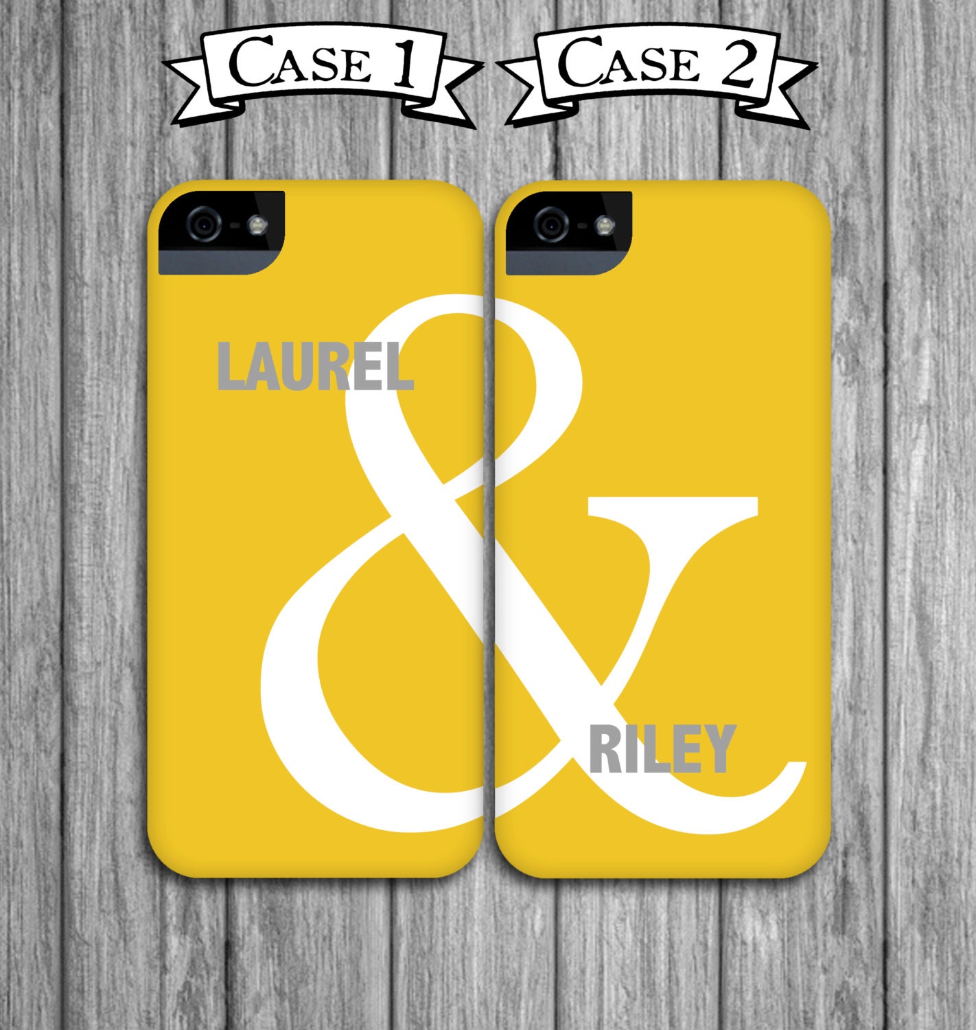 2 Best Friend Phone Cases Yellow and Gray Ampersand Mix and